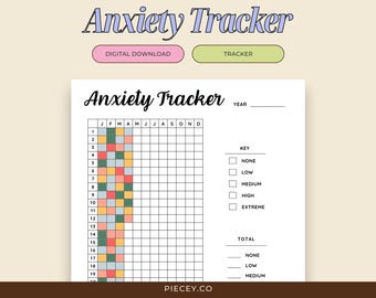 Anxiety Tracker Printable, Daily Anxiety Log (PDF)