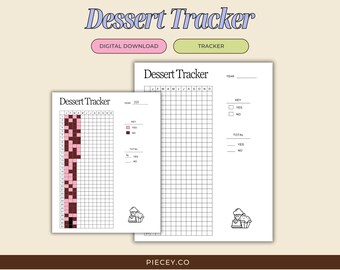 Dessert Tracker Printable Bullet Journal Page Sweets Tracker Health Eating Fitness Tracker Food Diary Self Care Journal Wellness Printable