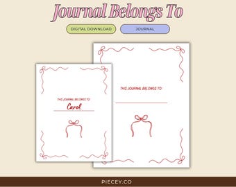 Printable Journal Cover Page, Red Bows Coquette Design (PDF)