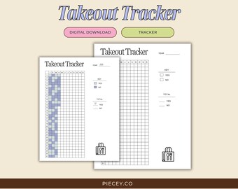 Takeout Tracker Printable, Food Diary, Health & Wellness (PDF)