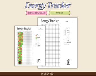 Energy Tracker Printable, Health Log (Digital Download)