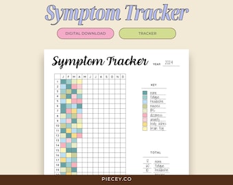 Symptom Tracker Printable Log, Health Journal (Digital Download)