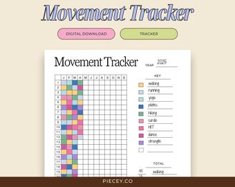 Yearly Movement Tracker Printable (US Letter & A5) (PDF)