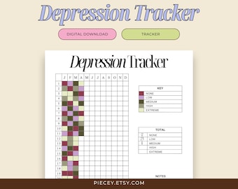 Depression Log Tracker Printable Depression Worksheet Depression Journal Mental Health Care Tracker Daily Depression Level Log