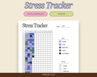 Stress Tracker Yearly Printable Bullet Journal Journal Page Track Stress Mood Tracker - Planner Page Anxiety Tracker Mental Health Journal