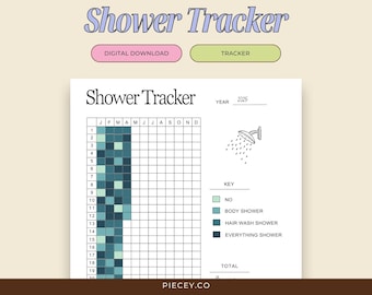 Yearly Shower Tracker Printable: Hygiene Goal Log (PDF)