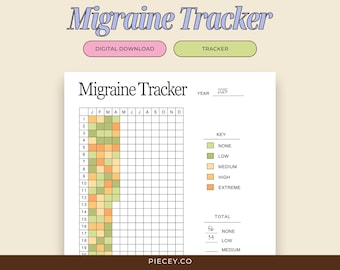 Yearly Migraine Tracker Printable, Health Log (PDF)