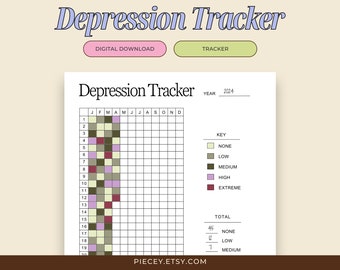 Depression Tracker Printable Habit Tracker Depression Journal Depression Worksheet Mental Health Care Track Daily Depression Level Log