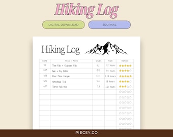 Hiking Log Printable, Adventure Journal, Hike Tracker (PDF)