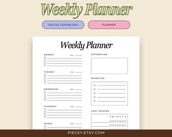 Minimalist Weekly Planner Printable (US Letter & A5) (PDF)