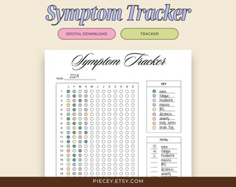 Symptom Tracker Printable, Health Log (Digital Download)