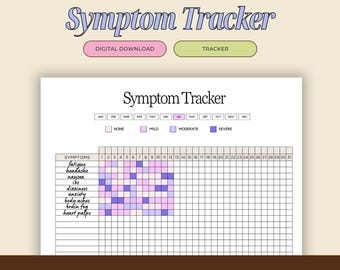 Monthly Symptom Tracker Printable Log (Digital Download)