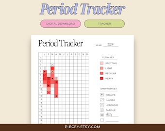 Printable Period Tracker, Wellness Log (Digital Download)