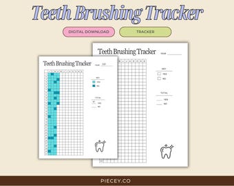 Teeth Brushing Tracker, Kids Dental Hygiene (Printable PDF)