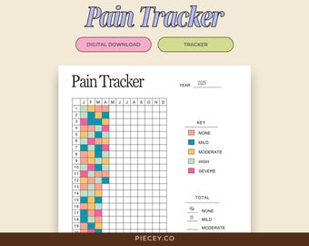 Yearly Pain Tracker Printable, Daily Pain Log (PDF)