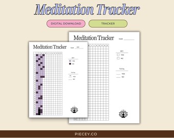 Meditation Tracker Printable: Daily Wellness, Yearly Habit (Digital Download)