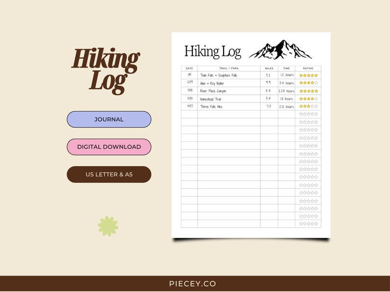 Hiking Log Printable, Adventure Journal, Hike Tracker (PDF) - Etsy Canada