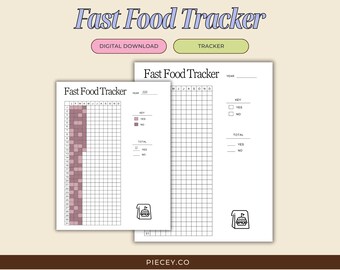 Fast Food Tracker Printable, Health & Wellness (Digital Download)