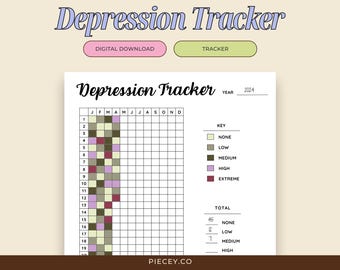 Depression Tracker Printable Habit Tracker Depression Journal Depression Worksheet Mental Health Care Track Daily Depression Level Log