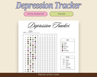 Depression Log Tracker Printable Depression Worksheet Depression Journal Mental Health Care Tracker Daily Depression Level Log