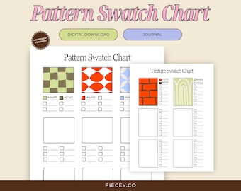 Pattern Texture Swatch Chart Printable, Color Test Page (Digital Download)