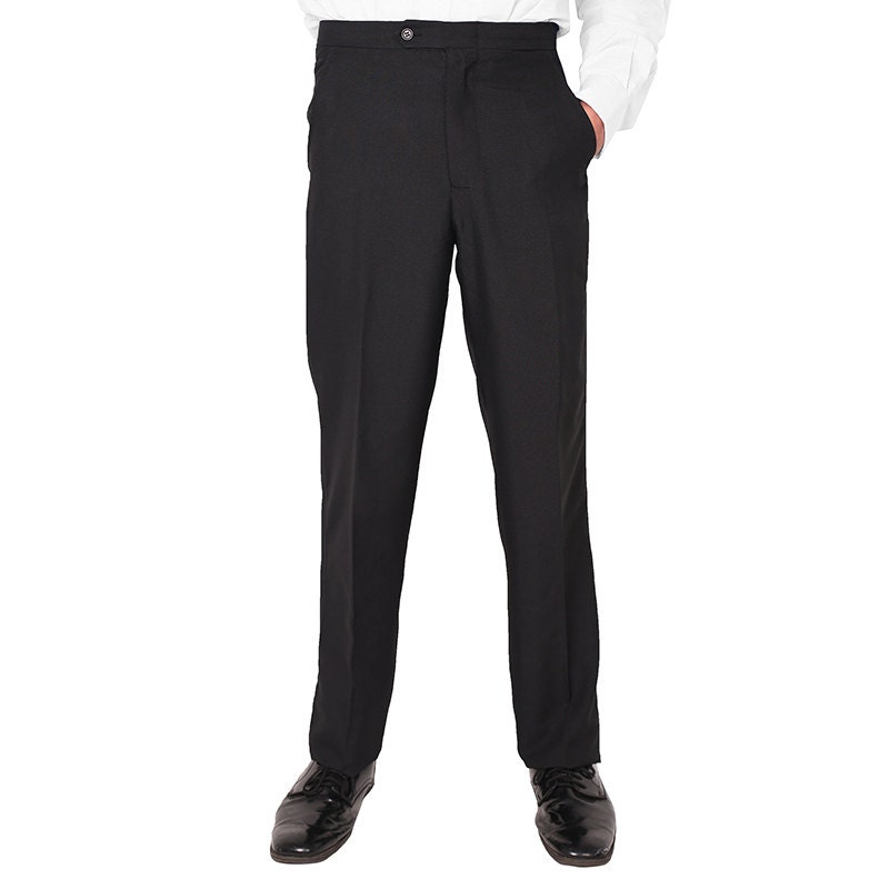 Men Tuxedo Plain Front Pants Black | Etsy