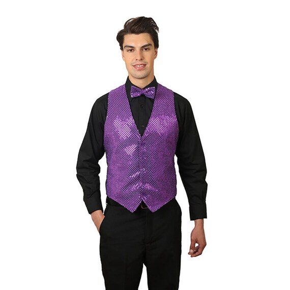 Men's purple sequins vest Etsy