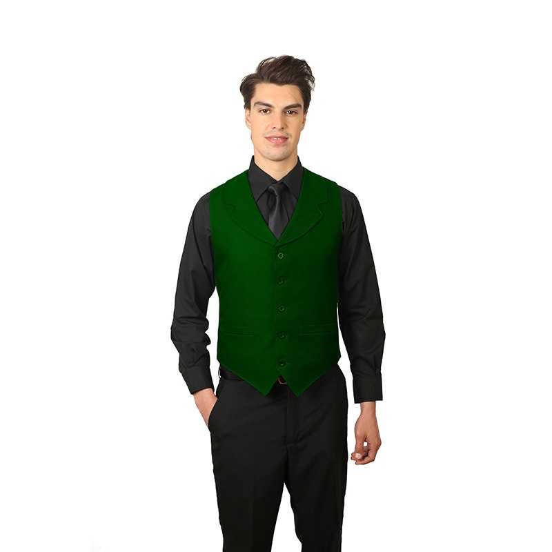 Men's Hunter Green Vest with notch lapel Etsy