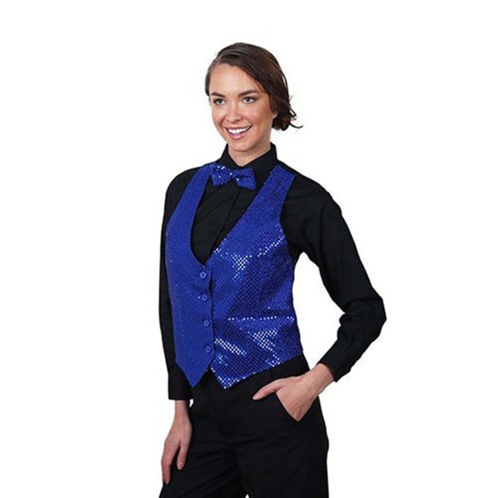 Women's Rotal Blue Sequin Vest Etsy
