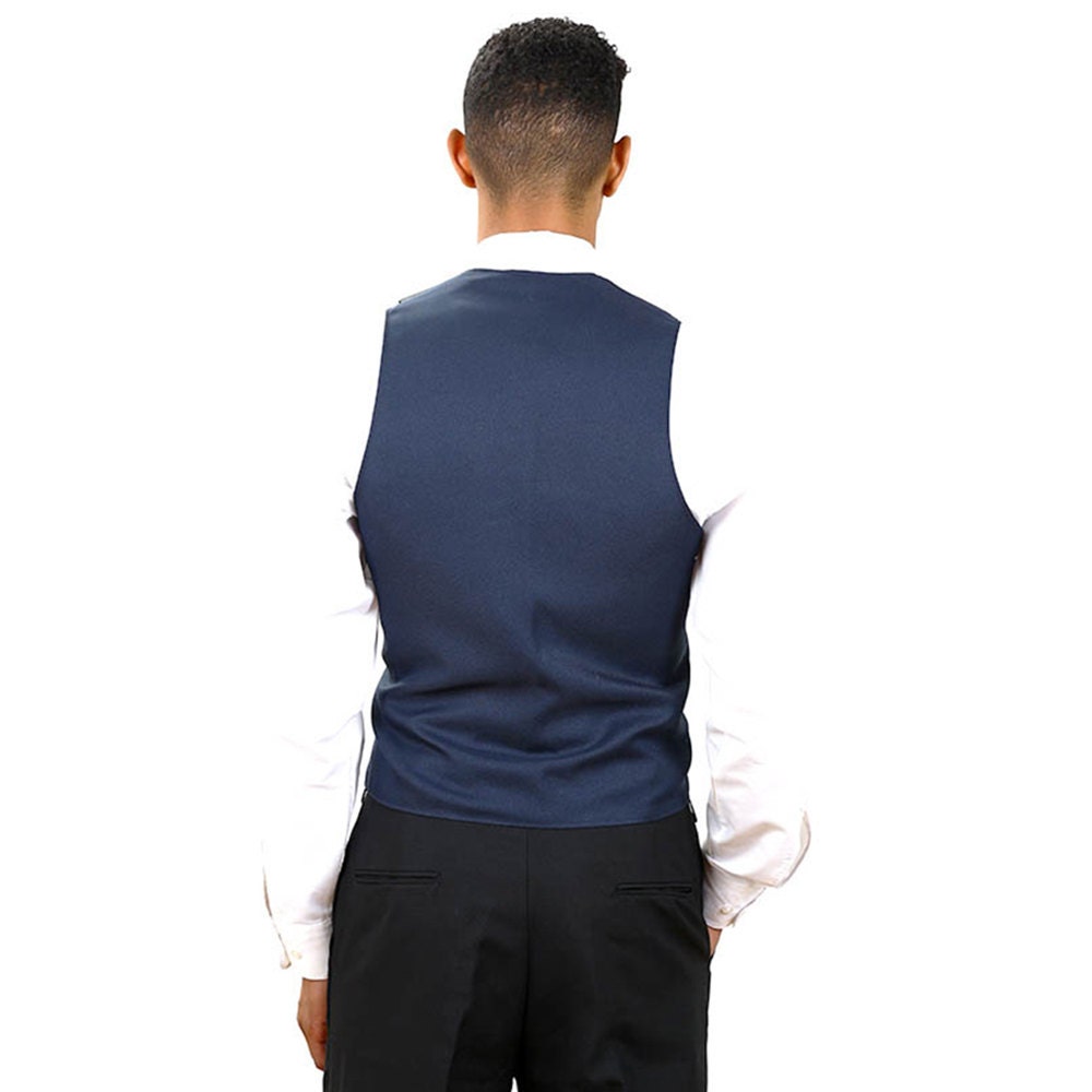 Mens Navy Blue full tuxedo vest with black lapel Etsy