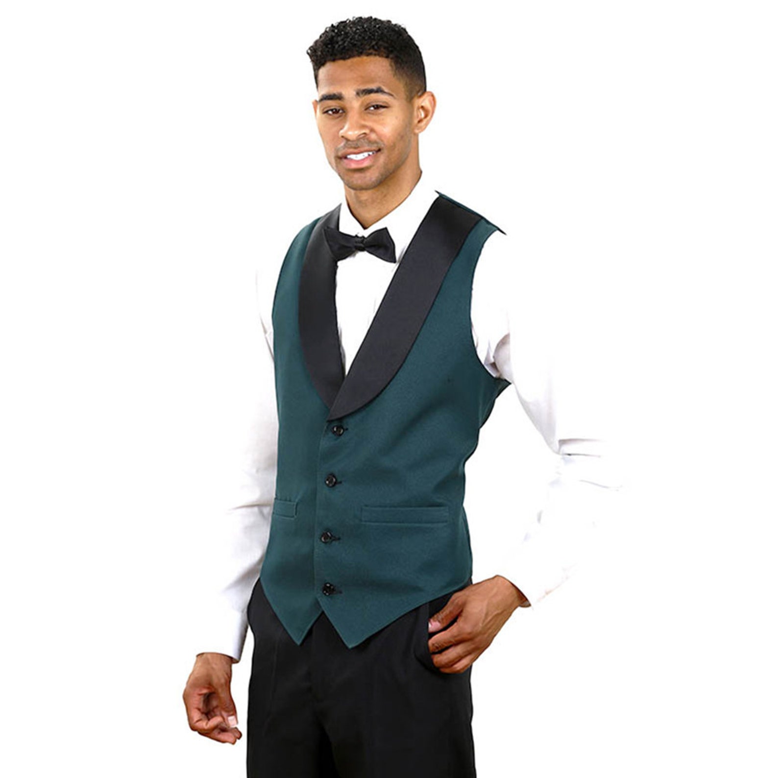 Mens Hunter Green full tuxedo vest with black lapel Etsy