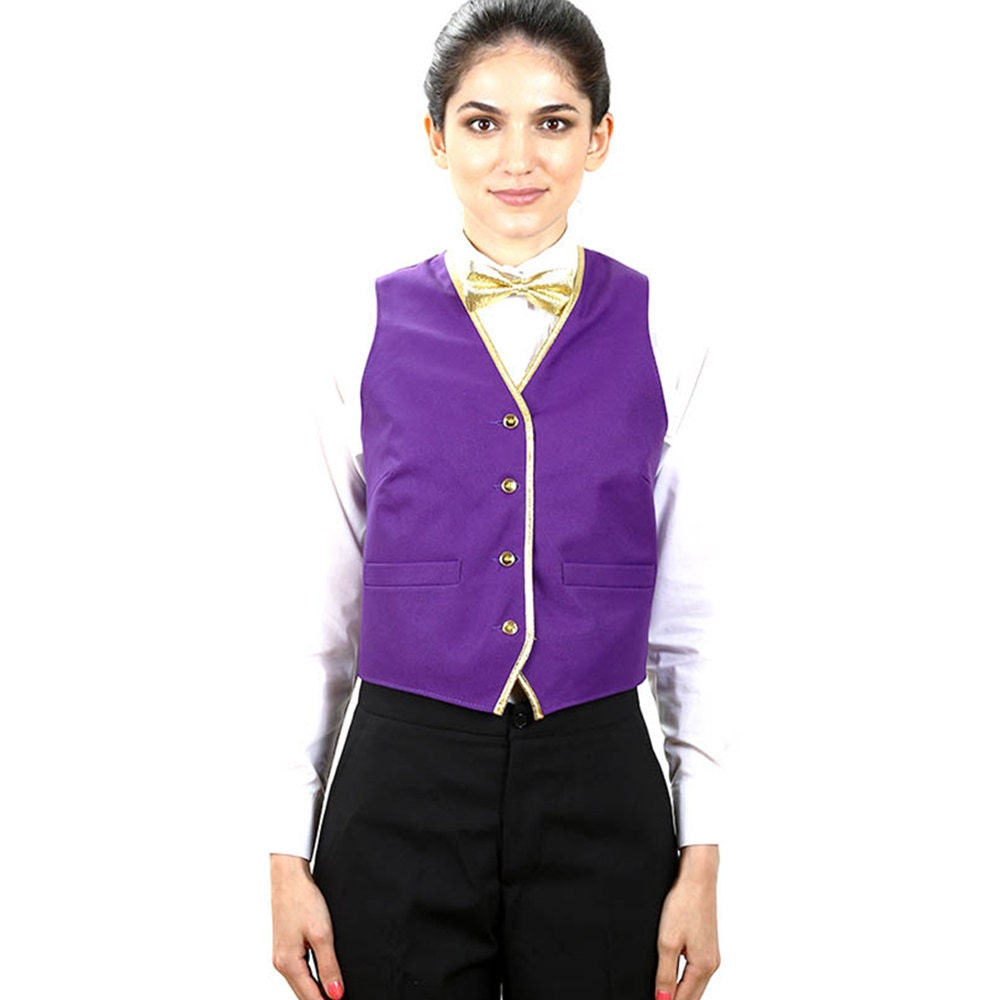 Women's Purple Full Back Vest With Gold Trim | Etsy