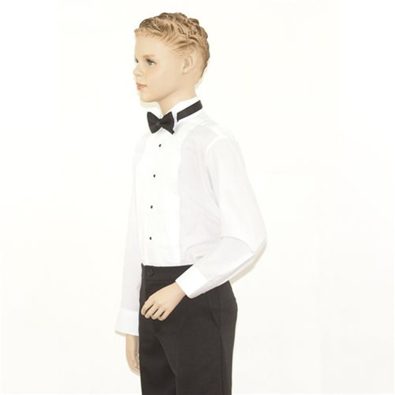 Boys White Tuxedo Shirt With Wing Tip Collar Etsy