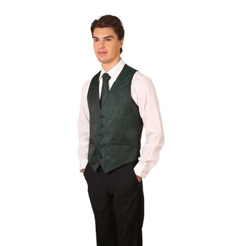 Men's Hunter Green Paisley Pattern Jacquard vest Etsy