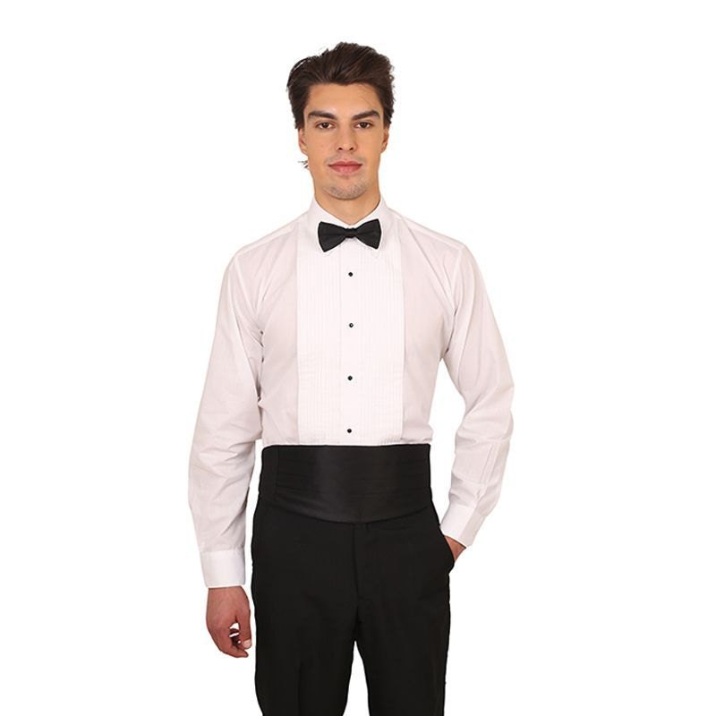 Men White Laydown Collar 1/4 in. Pleat Tuxedo Shirt | Etsy