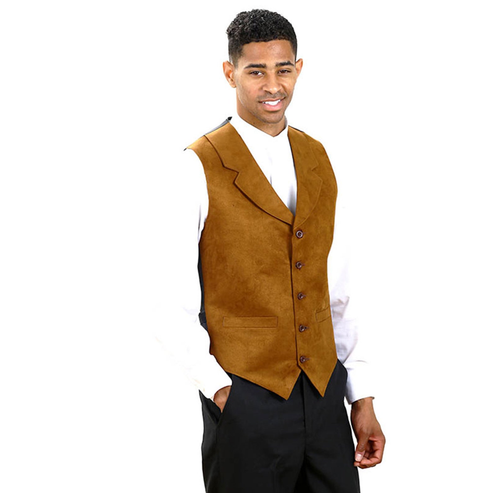 Men's Rust Suede Notch Lapel Dress Vest Etsy