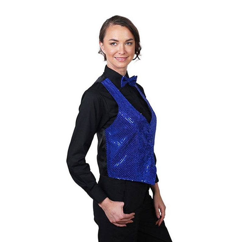 Women's Rotal Blue Sequin Vest Etsy