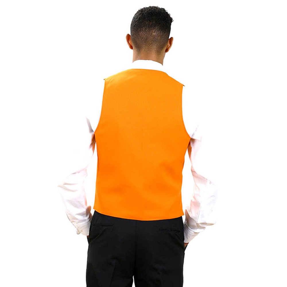 Mens orange full tuxedo vest with black lapel Etsy