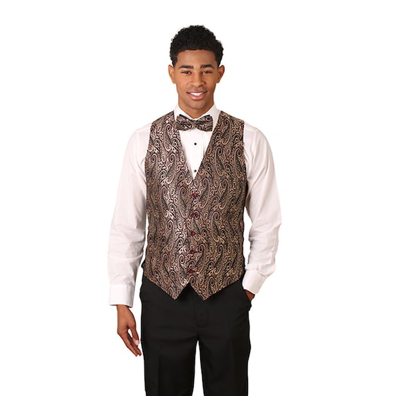 Men Gold Paisley Pattern Silk Vest Etsy