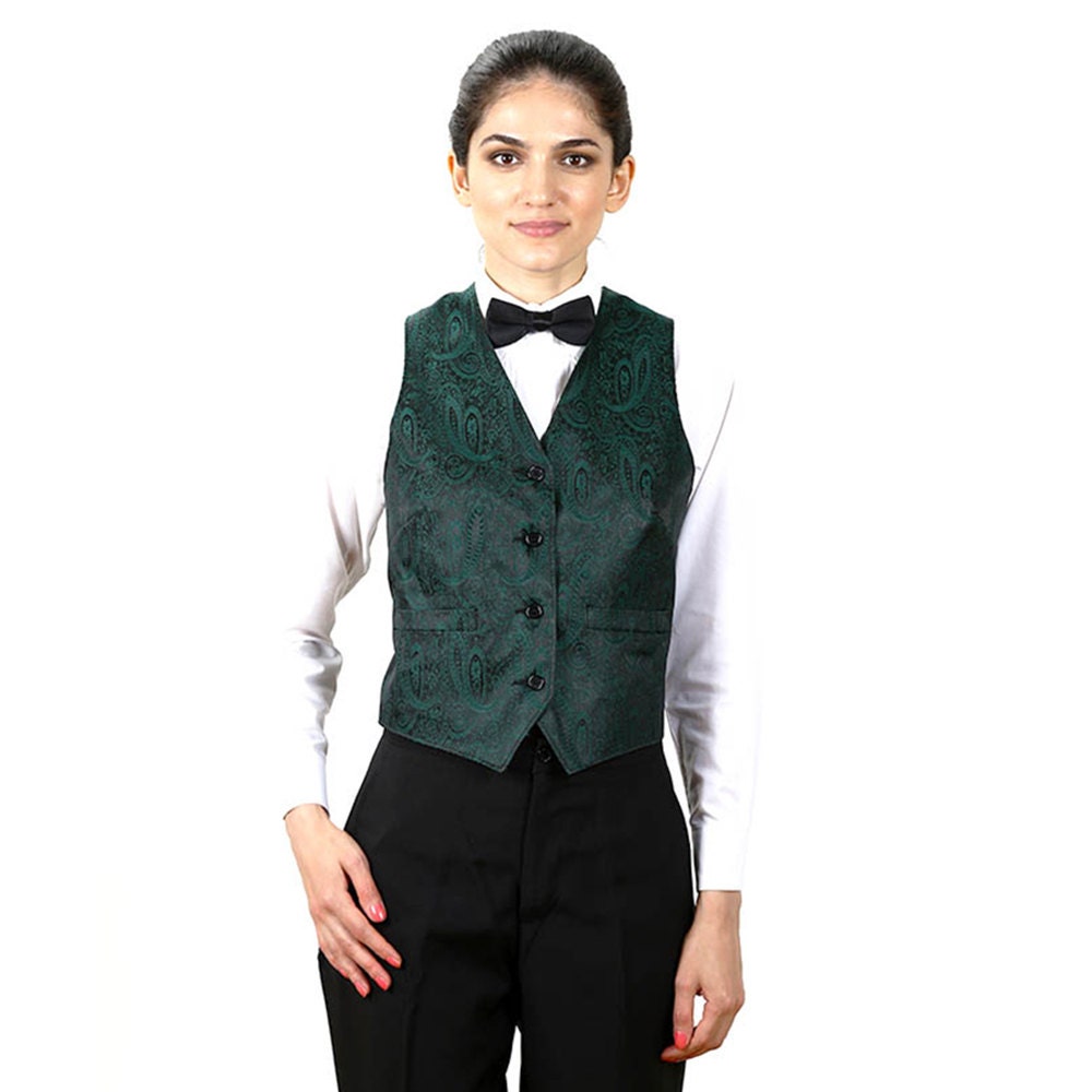 Women's Hunter Green Paisley Pattern Jacquard Vest | Etsy