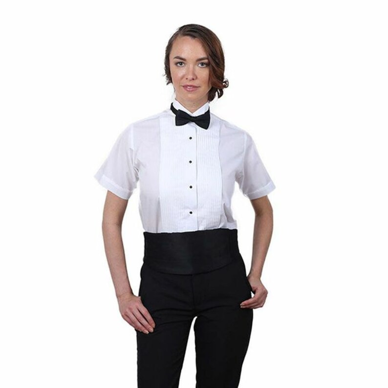 Femme Manches Blanc Smoking Chemise De Courtes E9H2DWI