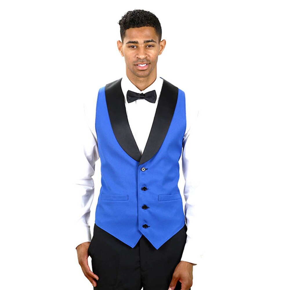 Mens Royal Blue full tuxedo vest with black lapel Etsy