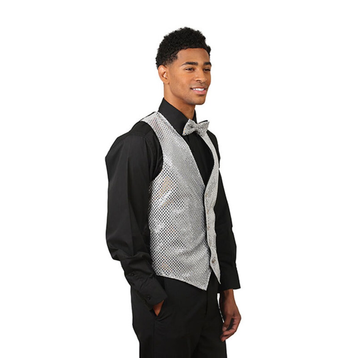 Men's silver sequin vest Etsy