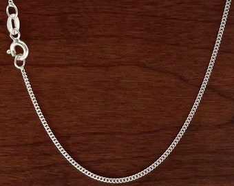 45cm Sterling Silver 1.06mm Curb, 45 cm (17.7 inch) Shiny Flat Diamond Cut Curb Necklace with Spring Clasp, Bulk/ Wholesale Available [2365]