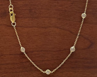 Vermeil 14K Gold Over Sterling Satellite Cz Necklace, Finished Cable Chain, Choose A Length, Bulk Discounts & Wholesale Available