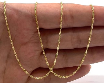 40cm 14K Gold over Sterling Vermeil Rope Chain, Petite 1.3mm Finished Chain Necklace with Spring Clasp, Wholesale, USA SELLER [2375]