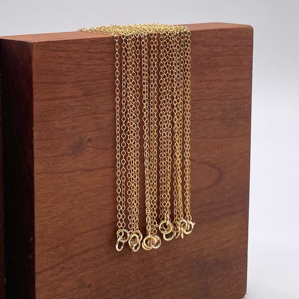 Custom Wholesale 1.5mm Flat Cable Necklaces, 14K Gold Filled Finished Chains 5, 10, 20, 50 or 100pc, Choose A Length, Made in USA [1020F]