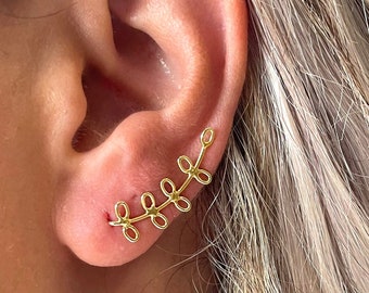 Nature Inspired Vine Ear Climbers by Cali Findings, 14K Gold Vermeil over Silver, Gift for Gardner, Gift for Plant Enthusiast [4257]