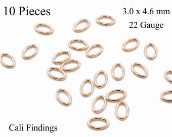 14K Gold Filled Oval Jump Rings, 3.0 x 4.6mm, 22 Gauge, Wholesale Bulk Discounts Available, Open Split Rings, 10 Pc, MADE IN USA [2260]