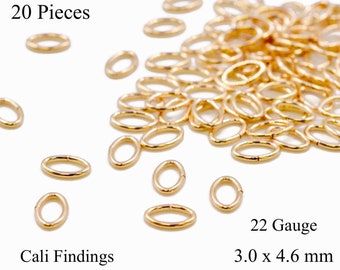 14K Gold Filled Oval Jump Rings, 3.0 x 4.6mm, 22 Gauge, Wholesale Bulk Discounts Available, Open Split Rings, 20 Pc, MADE IN USA [2260]